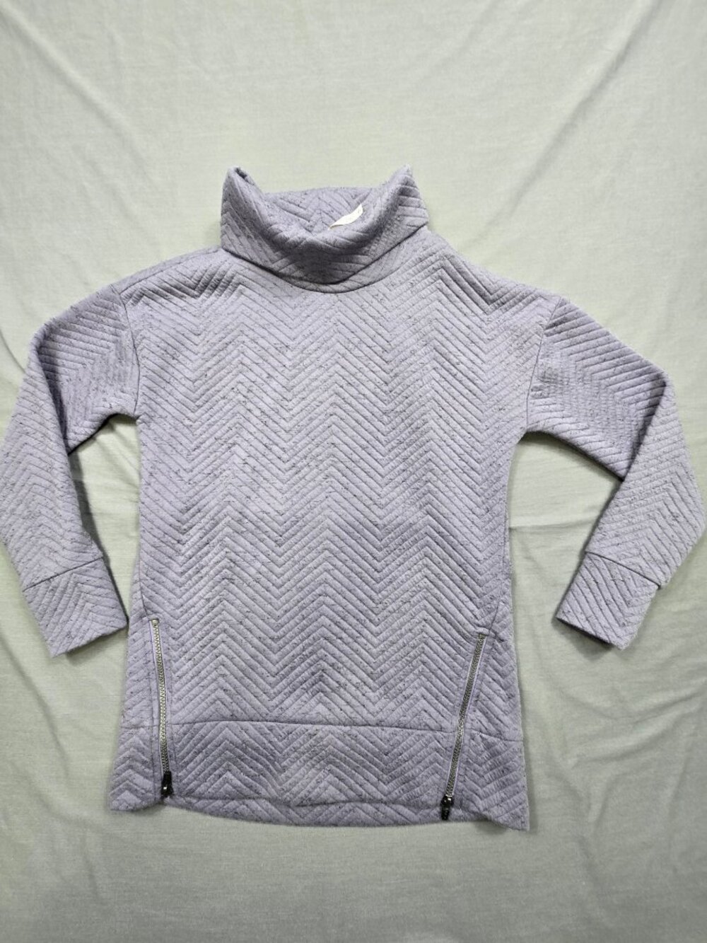 RBX XS Womens Quilted Pullover Purple Mock Neck Long Sleeve Sweatshirt